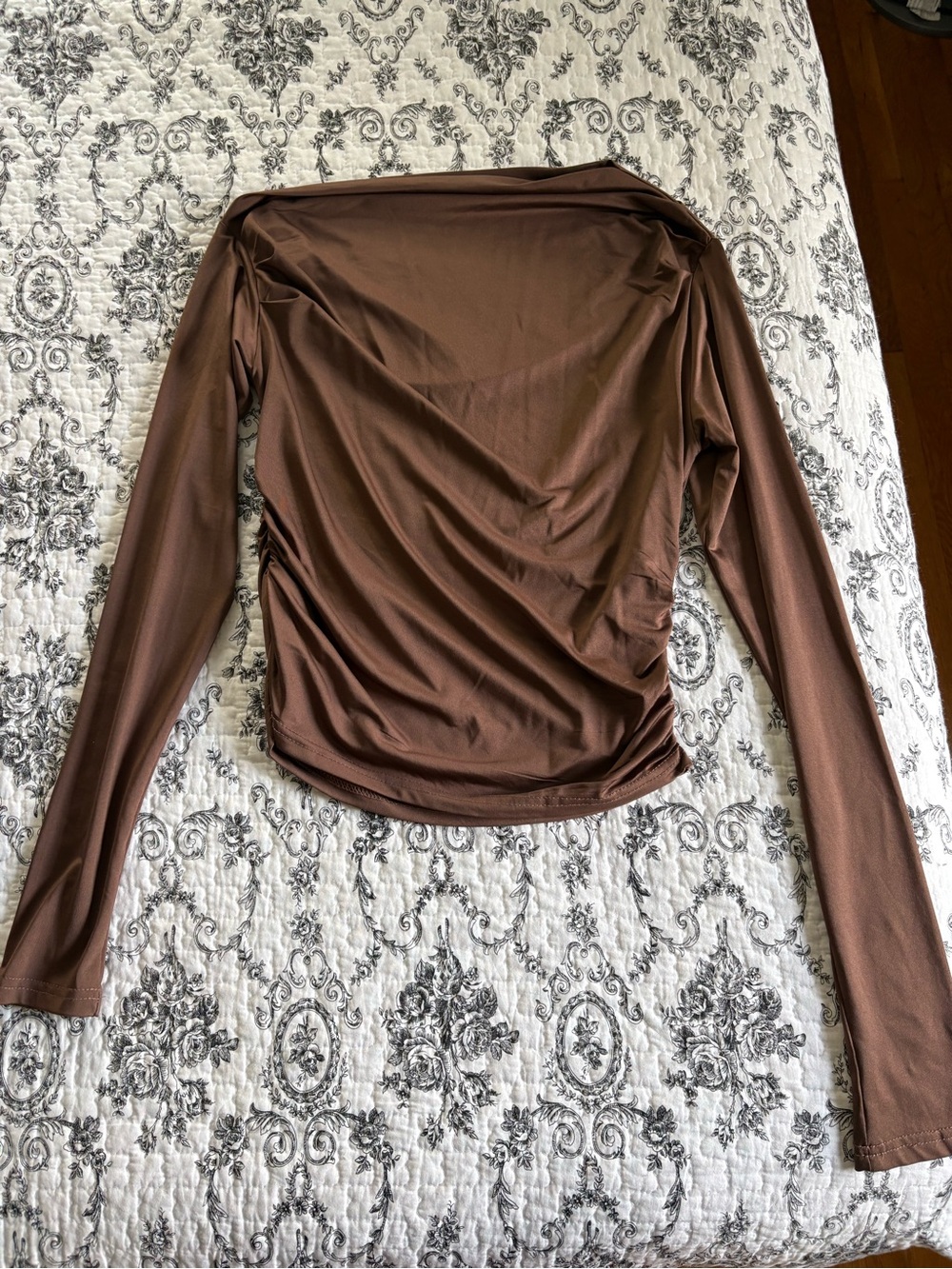 Y2K Ruched Asymmetrical Long Sleeve Top